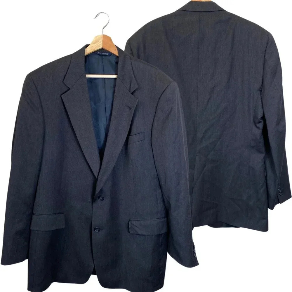 Vintage Burberry Wool Sport Coat Dinner Jacket Blazer Men's 44R Gray Career